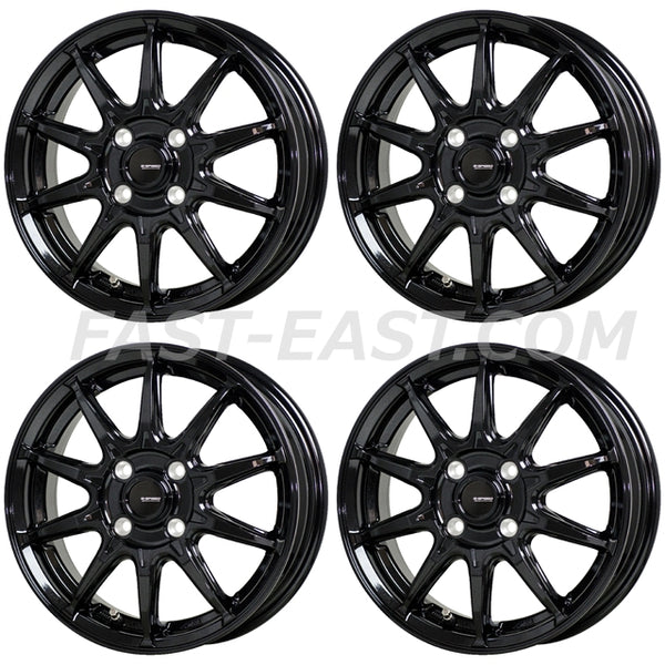 13 inch Wheel Rim x4 Set for Kei Car / Truck / Van HOT STUFF G-SPEED G-05 Metallic Black